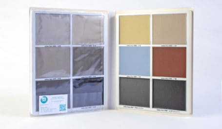 PVC colour sample display with thermo for design floor samples in trays