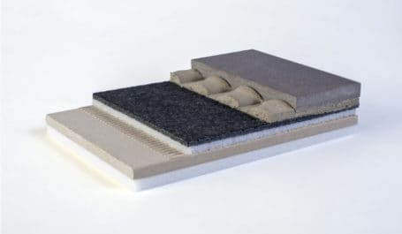 Exploded soundproofing models according to your instructions: floor, insulation, levelling and covering