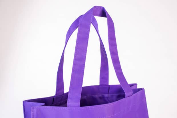 Promotional bag with long shoulder handles and polyester lining