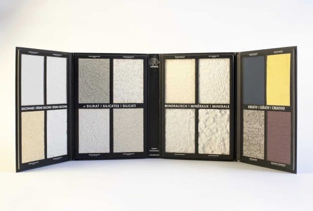 4-panel cardboard display for mineral and creative plaster samples