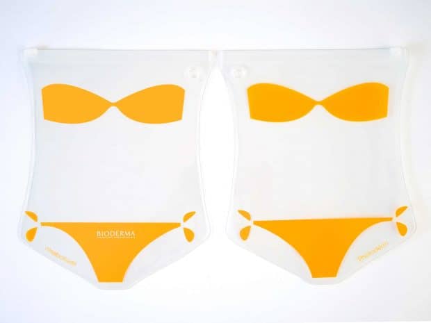 Pochette maillot de bain représentant la silhouette féminine