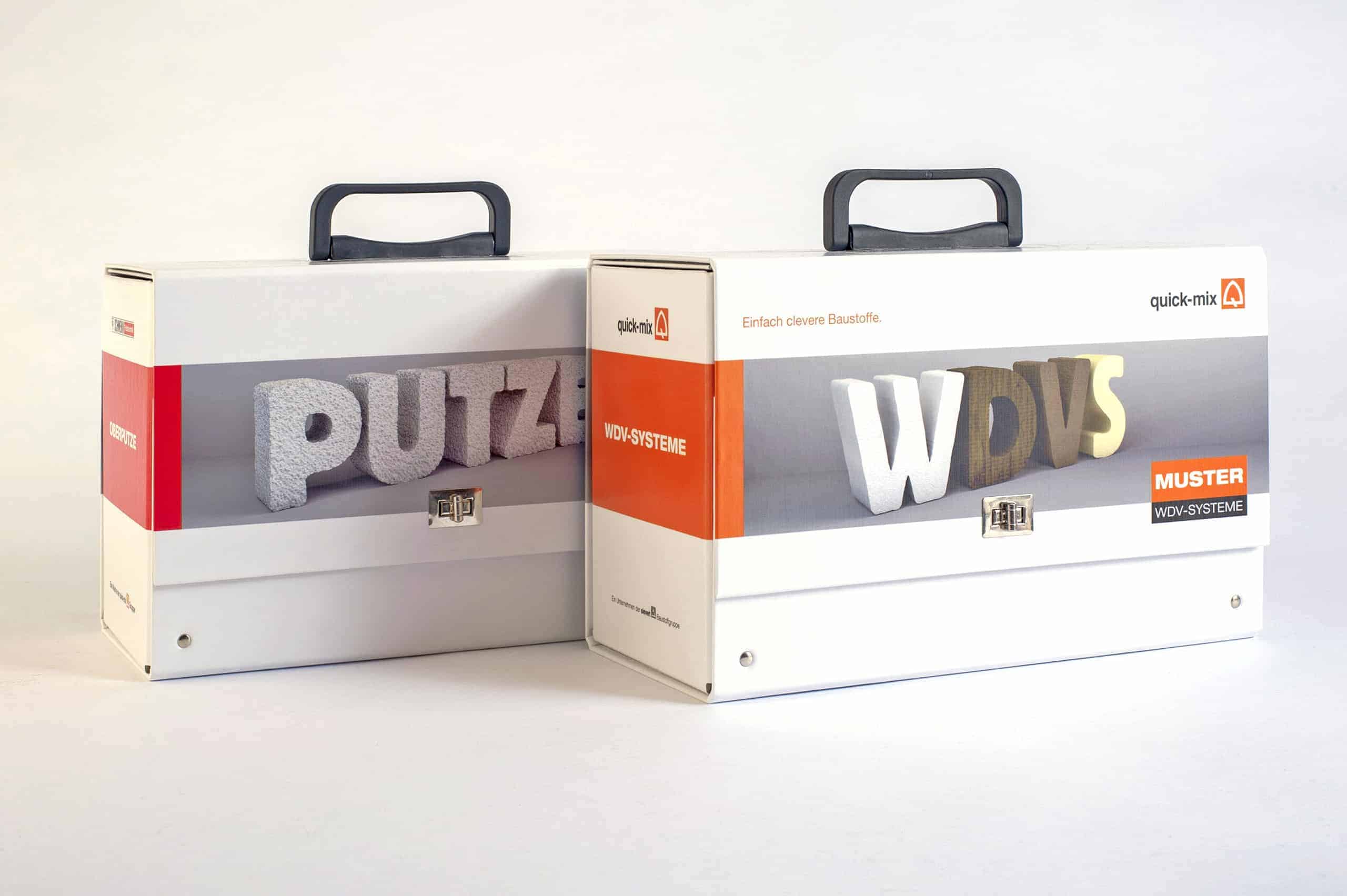 Set of sample display cases for coating and ETICS Design Duval